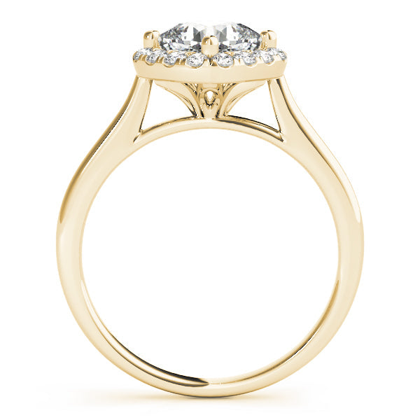Sculpted Sidestone Cushion Diamond Engagement Ring in 10K/14K gold and platinum with certified lab-grown or natural diamonds
