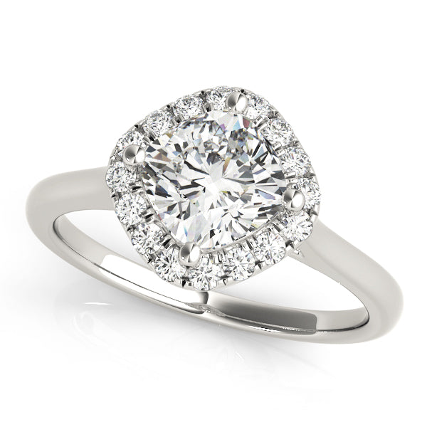 Sculpted Sidestone Cushion Diamond Engagement Ring in 10K/14K gold and platinum with certified lab-grown or natural diamonds