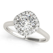Sculpted Sidestone Cushion Diamond Engagement Ring in 10K/14K gold and platinum with certified lab-grown or natural diamonds