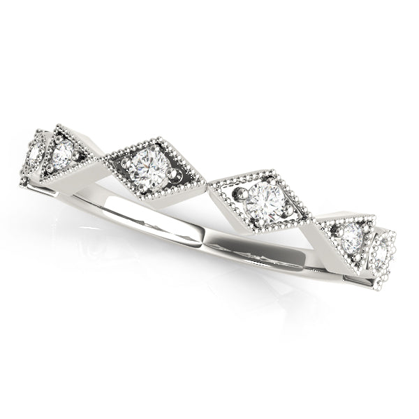 Vintage Milgrain Half Eternity Ring in Gold & Platinum