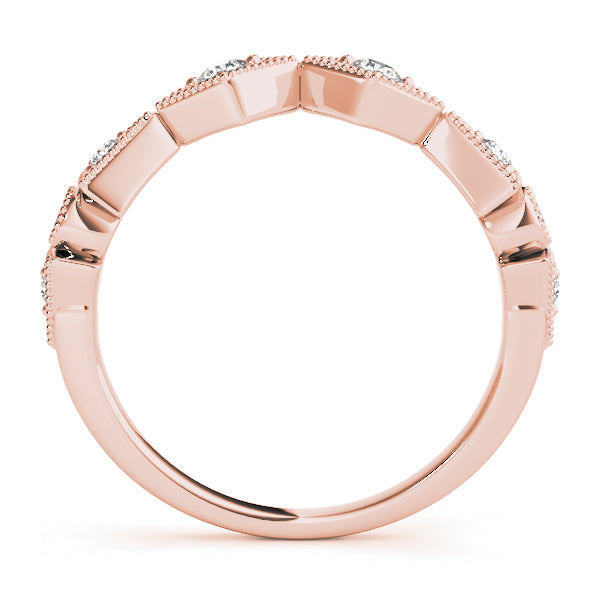Vintage Milgrain Half Eternity Ring in Gold & Platinum