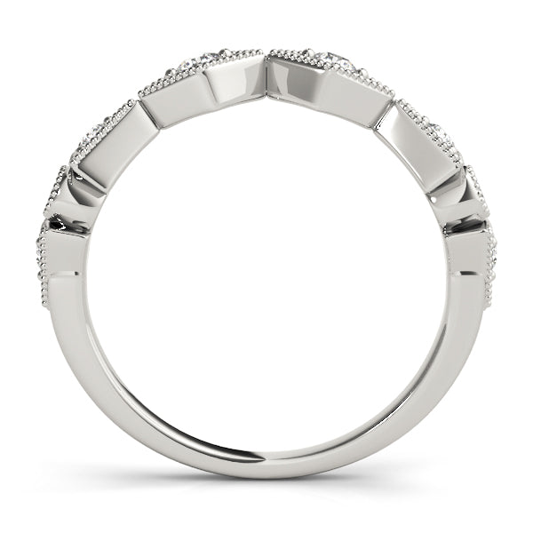 Vintage Milgrain Half Eternity Ring in Gold & Platinum