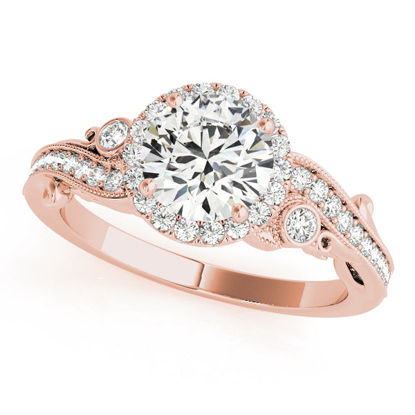 Enchanted Antique Round Diamond Engagement Ring in 10K/14K gold and platinum with certified lab-grown or natural diamonds