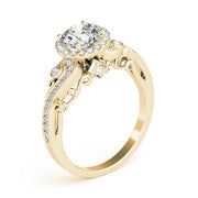 Enchanted Antique Round Diamond Engagement Ring in 10K/14K gold and platinum with certified lab-grown or natural diamonds