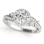 Enchanted Antique Round Diamond Engagement Ring in 10K/14K gold and platinum with certified lab-grown or natural diamonds