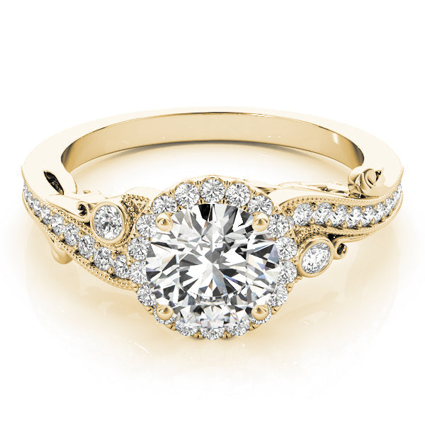 Enchanted Antique Round Diamond Engagement Ring in 10K/14K gold and platinum with certified lab-grown or natural diamonds