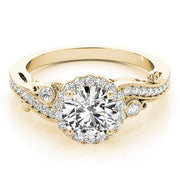 Enchanted Antique Round Diamond Engagement Ring in 10K/14K gold and platinum with certified lab-grown or natural diamonds