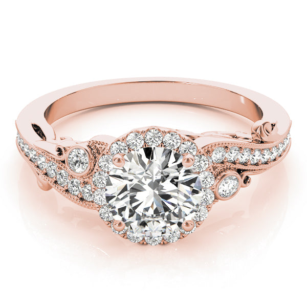Enchanted Antique Round Diamond Engagement Ring in 10K/14K gold and platinum with certified lab-grown or natural diamonds