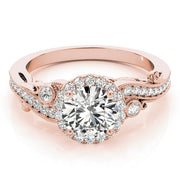 Enchanted Antique Round Diamond Engagement Ring in 10K/14K gold and platinum with certified lab-grown or natural diamonds