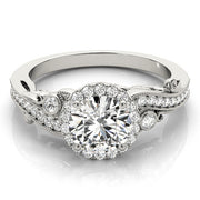 Enchanted Antique Round Diamond Engagement Ring in 10K/14K gold and platinum with certified lab-grown or natural diamonds