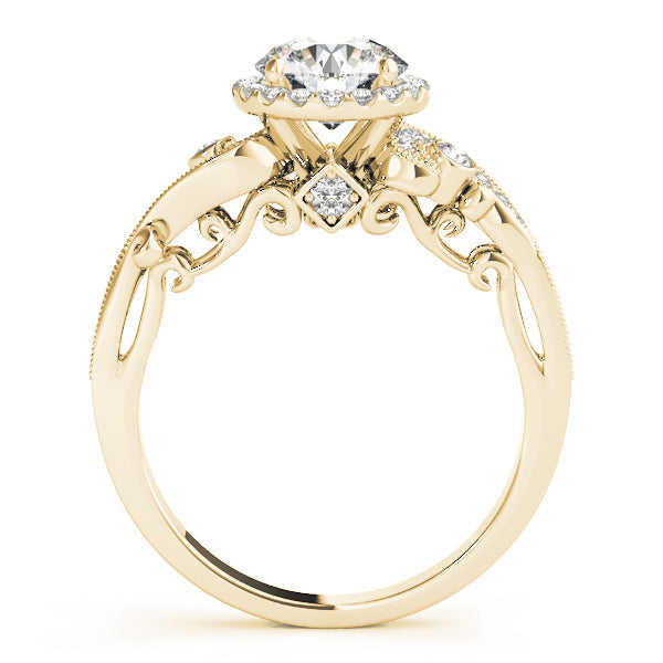 Enchanted Antique Round Diamond Engagement Ring in 10K/14K gold and platinum with certified lab-grown or natural diamonds