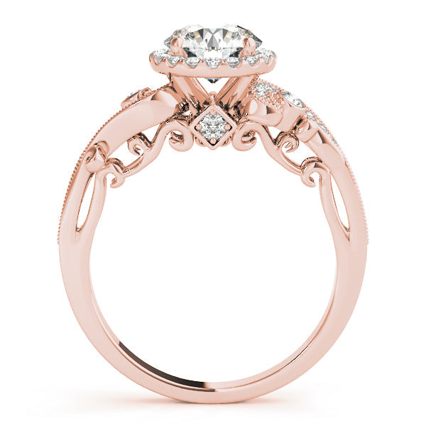 Enchanted Antique Round Diamond Engagement Ring in 10K/14K gold and platinum with certified lab-grown or natural diamonds
