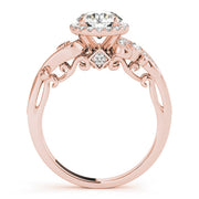 Enchanted Antique Round Diamond Engagement Ring in 10K/14K gold and platinum with certified lab-grown or natural diamonds