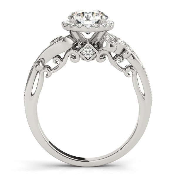 Enchanted Antique Round Diamond Engagement Ring in 10K/14K gold and platinum with certified lab-grown or natural diamonds