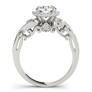 Enchanted Antique Round Diamond Engagement Ring in 10K/14K gold and platinum with certified lab-grown or natural diamonds