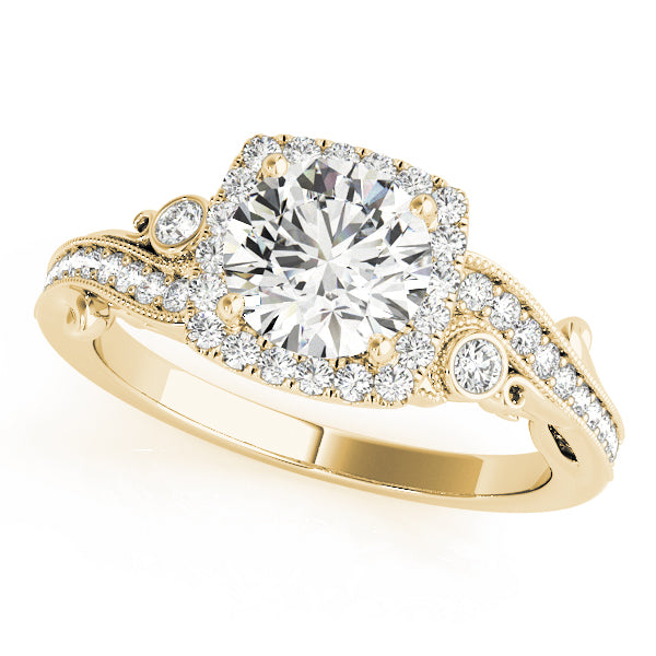 Pristine Antique Round Diamond Engagement Ring in 10K/14K gold and platinum with certified lab-grown or natural diamonds