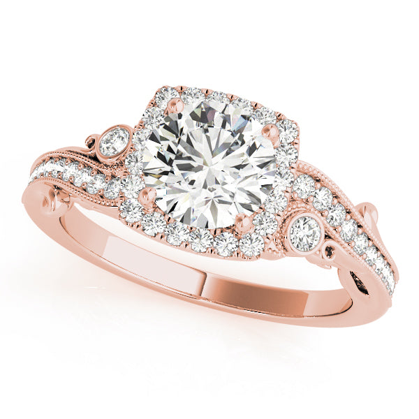 Pristine Antique Round Diamond Engagement Ring in 10K/14K gold and platinum with certified lab-grown or natural diamonds