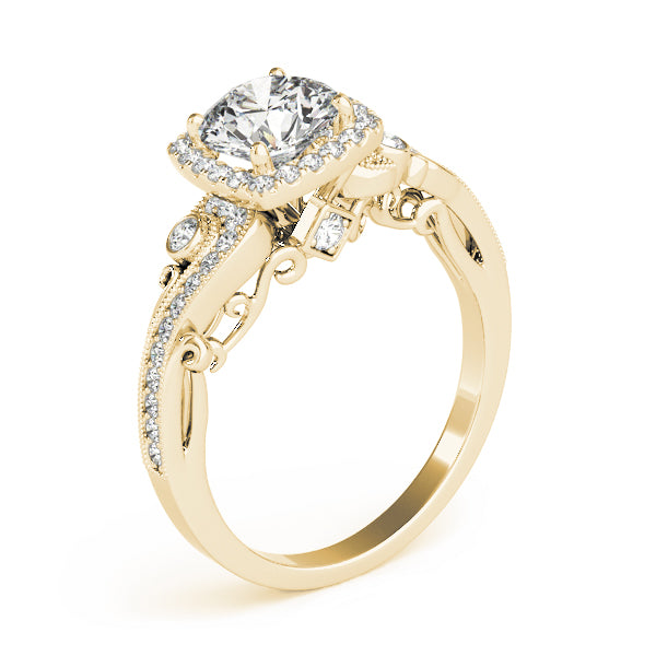 Pristine Antique Round Diamond Engagement Ring in 10K/14K gold and platinum with certified lab-grown or natural diamonds