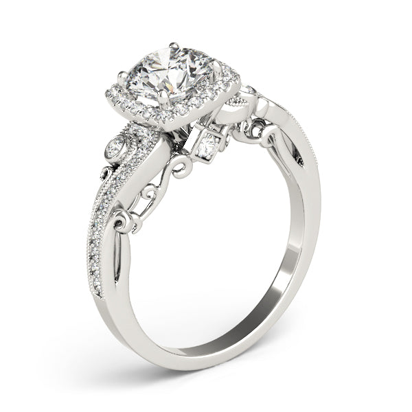 Pristine Antique Round Diamond Engagement Ring in 10K/14K gold and platinum with certified lab-grown or natural diamonds