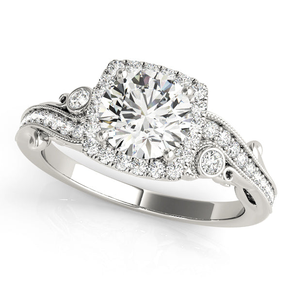 Pristine Antique Round Diamond Engagement Ring in 10K/14K gold and platinum with certified lab-grown or natural diamonds