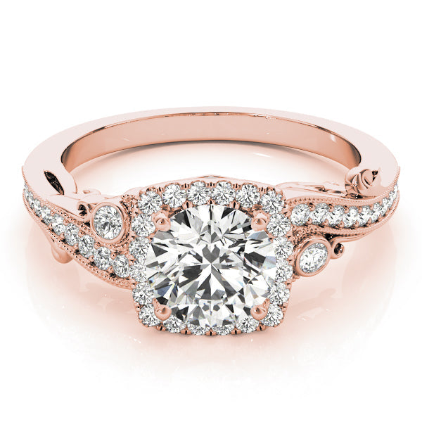 Pristine Antique Round Diamond Engagement Ring in 10K/14K gold and platinum with certified lab-grown or natural diamonds