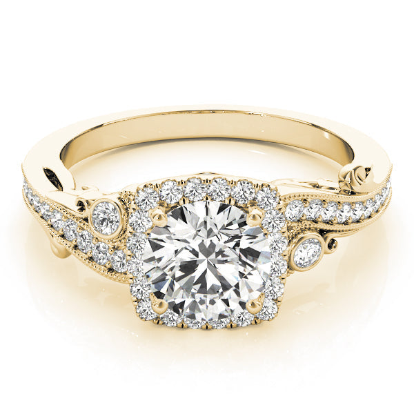 Pristine Antique Round Diamond Engagement Ring in 10K/14K gold and platinum with certified lab-grown or natural diamonds