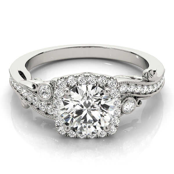 Pristine Antique Round Diamond Engagement Ring in 10K/14K gold and platinum with certified lab-grown or natural diamonds