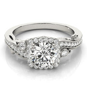 Pristine Antique Round Diamond Engagement Ring in 10K/14K gold and platinum with certified lab-grown or natural diamonds