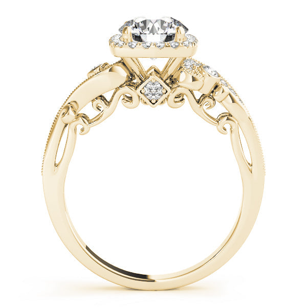 Pristine Antique Round Diamond Engagement Ring in 10K/14K gold and platinum with certified lab-grown or natural diamonds