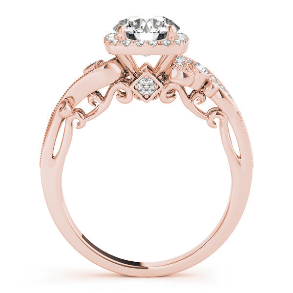 Pristine Antique Round Diamond Engagement Ring in 10K/14K gold and platinum with certified lab-grown or natural diamonds