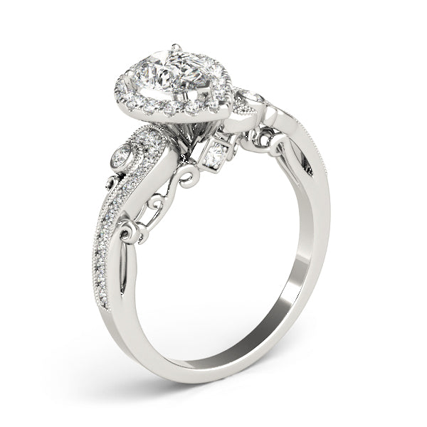 Devoted Antique Pear Diamond Engagement Ring in 10K/14K gold and platinum with certified lab-grown or natural diamonds