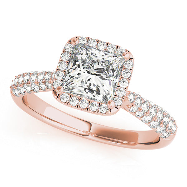 Regal Multi-Row Princess Diamond Engagement Ring in 10K/14K gold and platinum with certified lab-grown or natural diamonds
