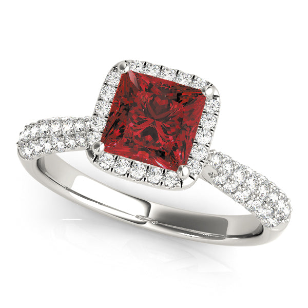 Regal Multi-Row Princess Diamond Engagement Ring in 10K/14K gold and platinum with certified lab-grown or natural diamonds