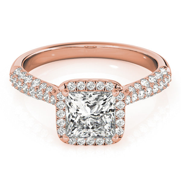 Regal Multi-Row Princess Diamond Engagement Ring in 10K/14K gold and platinum with certified lab-grown or natural diamonds