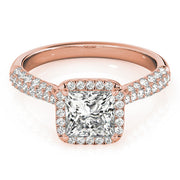 Regal Multi-Row Princess Diamond Engagement Ring in 10K/14K gold and platinum with certified lab-grown or natural diamonds