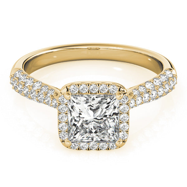 Regal Multi-Row Princess Diamond Engagement Ring in 10K/14K gold and platinum with certified lab-grown or natural diamonds