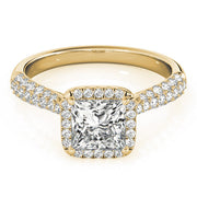 Regal Multi-Row Princess Diamond Engagement Ring in 10K/14K gold and platinum with certified lab-grown or natural diamonds