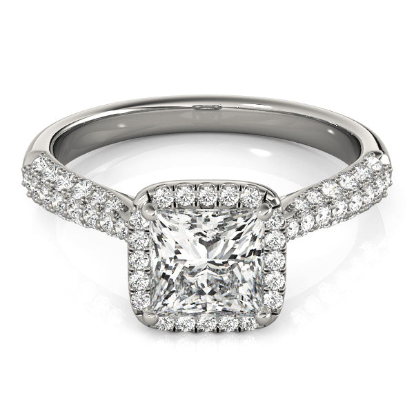 Regal Multi-Row Princess Diamond Engagement Ring in 10K/14K gold and platinum with certified lab-grown or natural diamonds