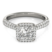 Regal Multi-Row Princess Diamond Engagement Ring in 10K/14K gold and platinum with certified lab-grown or natural diamonds