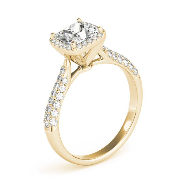 Regal Multi-Row Princess Diamond Engagement Ring in 10K/14K gold and platinum with certified lab-grown or natural diamonds