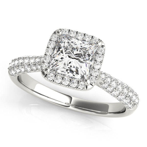 Regal Multi-Row Princess Diamond Engagement Ring in 10K/14K gold and platinum with certified lab-grown or natural diamonds
