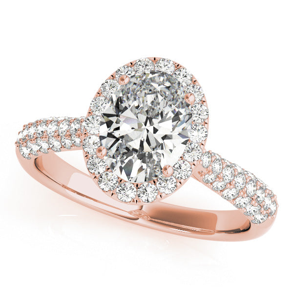 Sophisticated Multi-Row Oval Diamond Engagement Ring in 10K/14K gold and platinum with certified lab-grown or natural diamonds