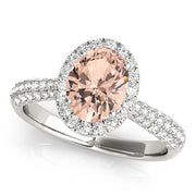 Sophisticated Multi-Row Oval Diamond Engagement Ring in 10K/14K gold and platinum with certified lab-grown or natural diamonds