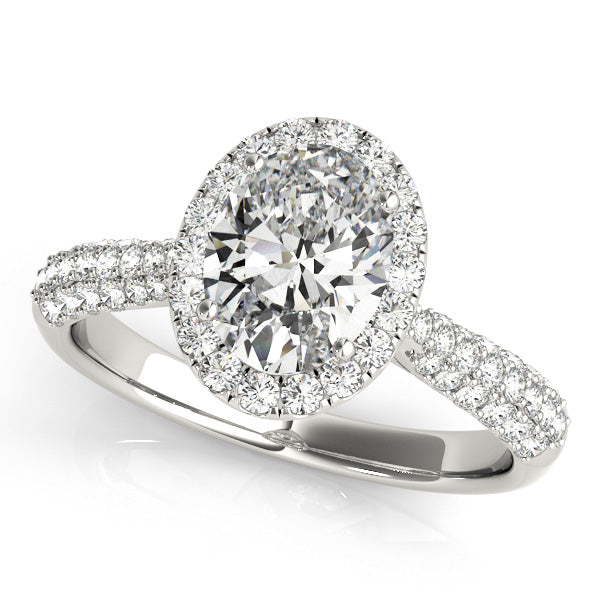 Sophisticated Multi-Row Oval Diamond Engagement Ring in 10K/14K gold and platinum with certified lab-grown or natural diamonds