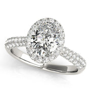 Sophisticated Multi-Row Oval Diamond Engagement Ring in 10K/14K gold and platinum with certified lab-grown or natural diamonds