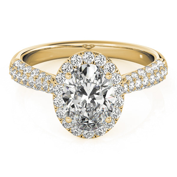 Sophisticated Multi-Row Oval Diamond Engagement Ring in 10K/14K gold and platinum with certified lab-grown or natural diamonds