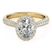 Sophisticated Multi-Row Oval Diamond Engagement Ring in 10K/14K gold and platinum with certified lab-grown or natural diamonds