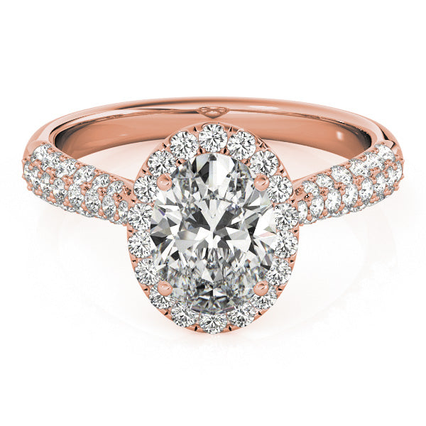 Sophisticated Multi-Row Oval Diamond Engagement Ring in 10K/14K gold and platinum with certified lab-grown or natural diamonds