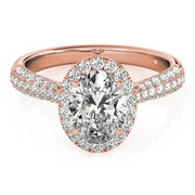 Sophisticated Multi-Row Oval Diamond Engagement Ring in 10K/14K gold and platinum with certified lab-grown or natural diamonds