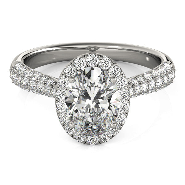 Sophisticated Multi-Row Oval Diamond Engagement Ring in 10K/14K gold and platinum with certified lab-grown or natural diamonds
